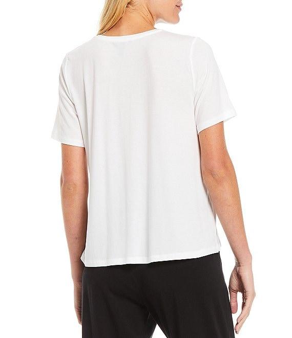 Eileen Fisher Tencel Lightweight Jersey Crew Neck Short Sleeve Shirt Product Image