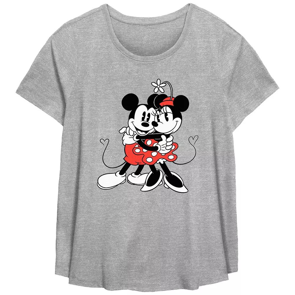 Disney's Mickey Mouse And Minnie Mouse Sweet Hug Plus Size Flowy Graphic Tee, Women's, Size: 2XL, Grey Gray Product Image