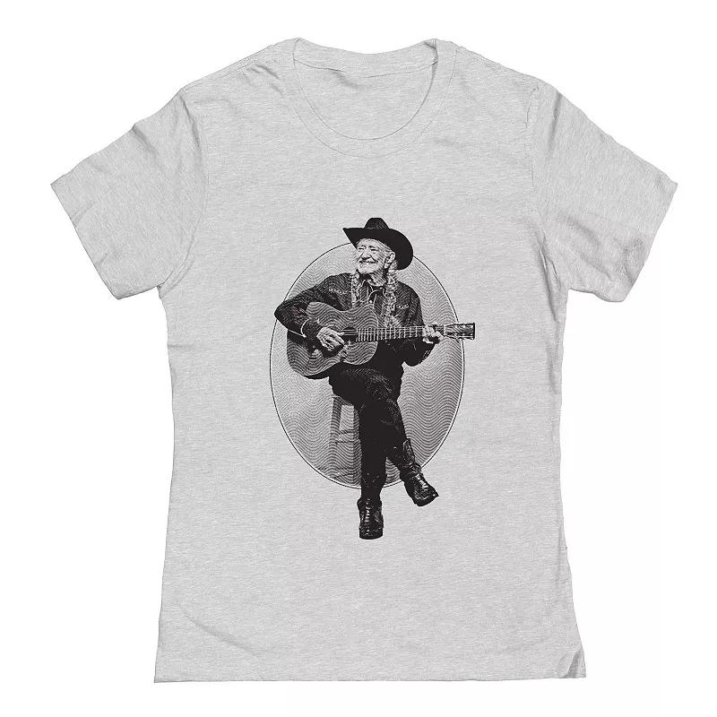 Junior's Willie Nelson Old WN Sitting Graphic Tee, Women's, Size: XXL, Grey Gray Product Image