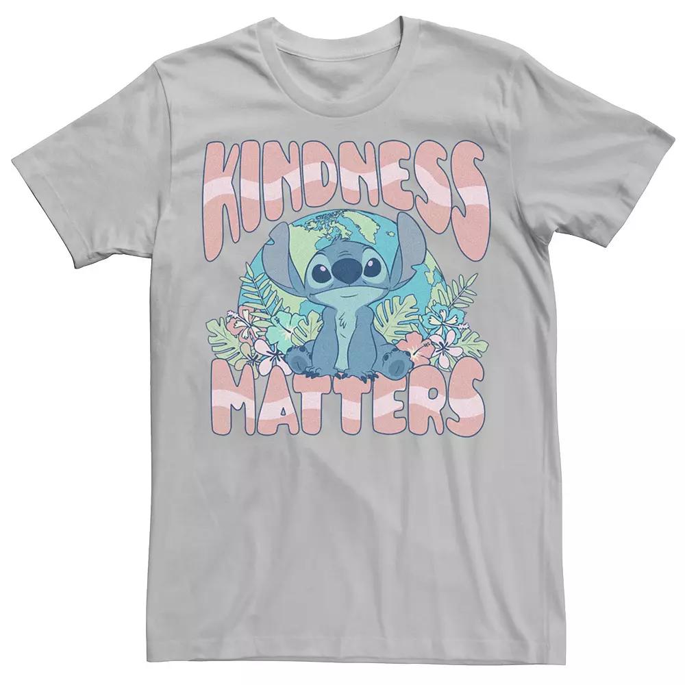 Disney's Lilo And Stitch Kindness Matters Floral Earth Men's Tee,  Product Image
