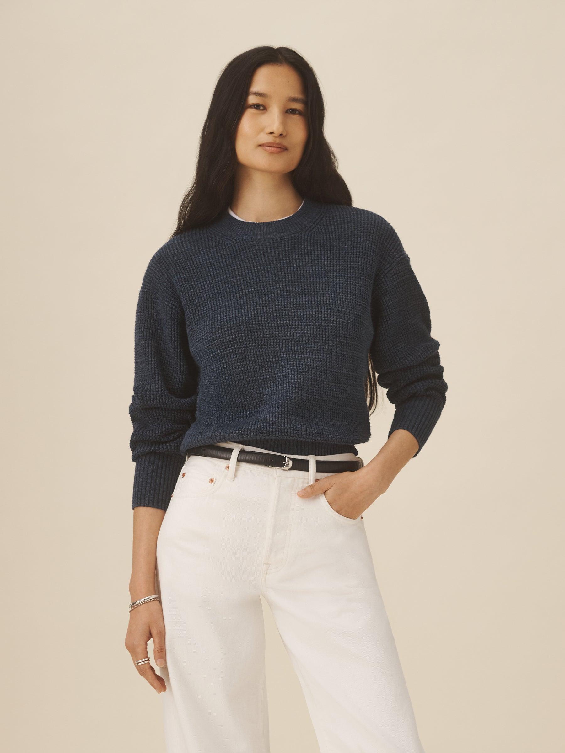 Marled Navy Heather Seafarer Shrunken Crew Product Image