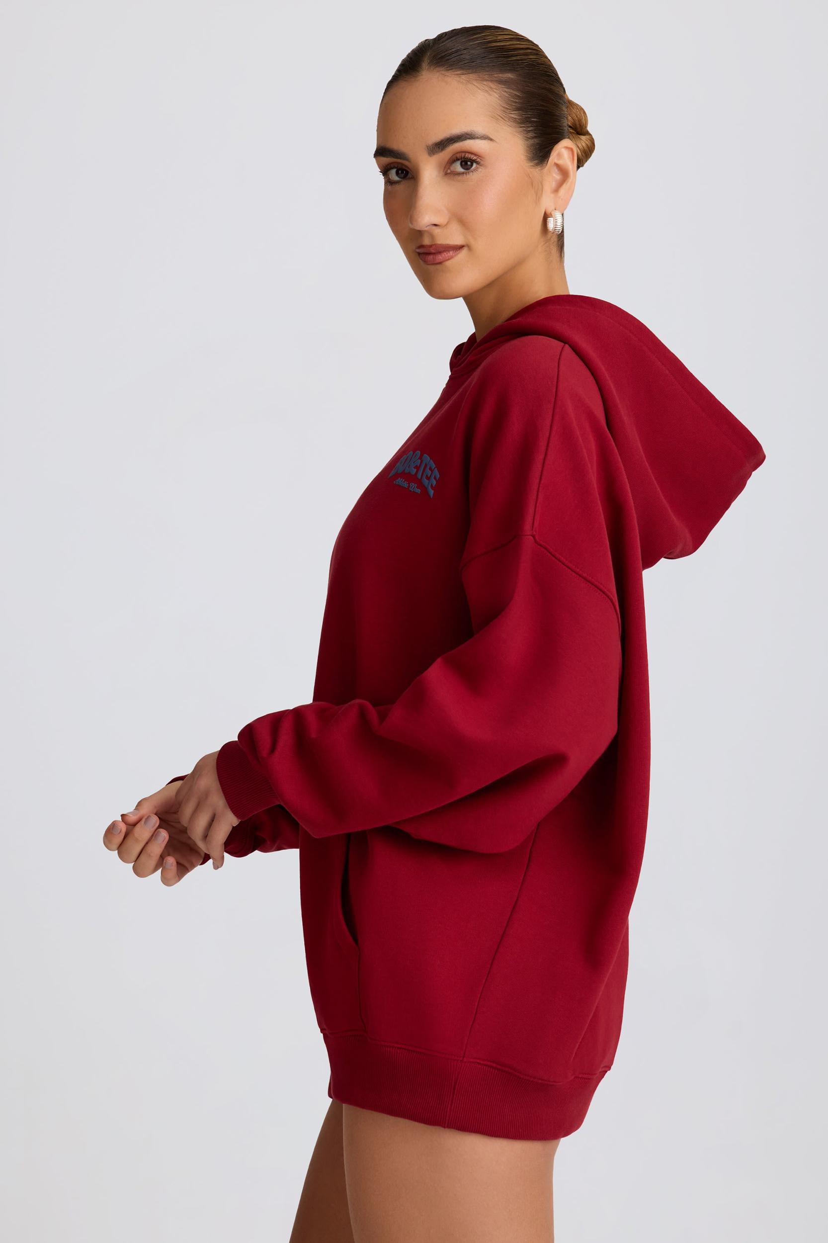 Oversized Hoodie in Burgundy Female Product Image