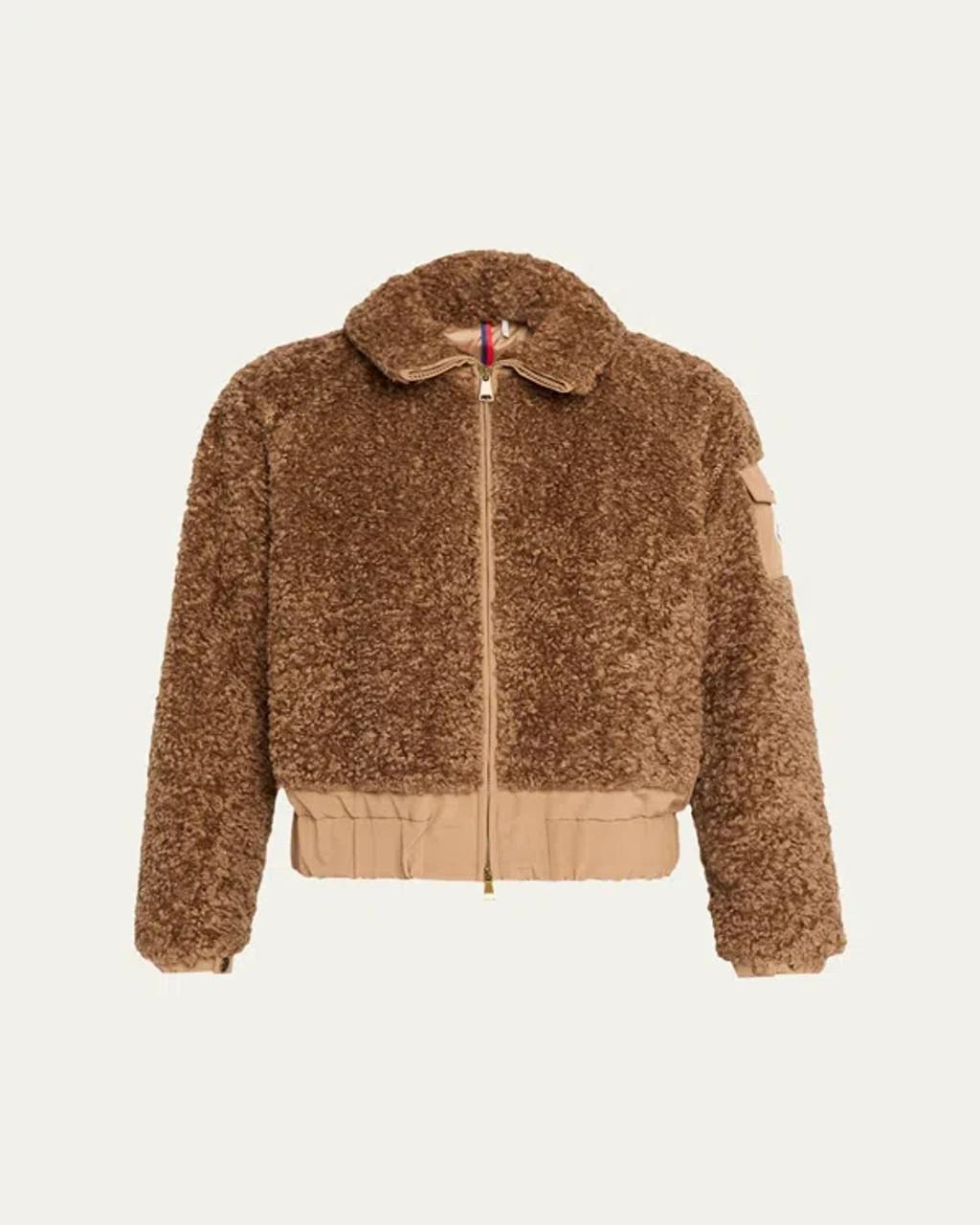 MONCLER Coligny Shell-trimmed Fleece Down Jacket In Brown Product Image
