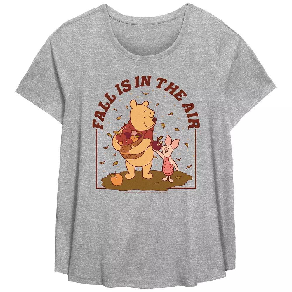 Disney's Winnie The Pooh Fall Is In The Air Plus Size Flowy Graphic Tee, Women's, Size: 4XL, Grey Gray Product Image