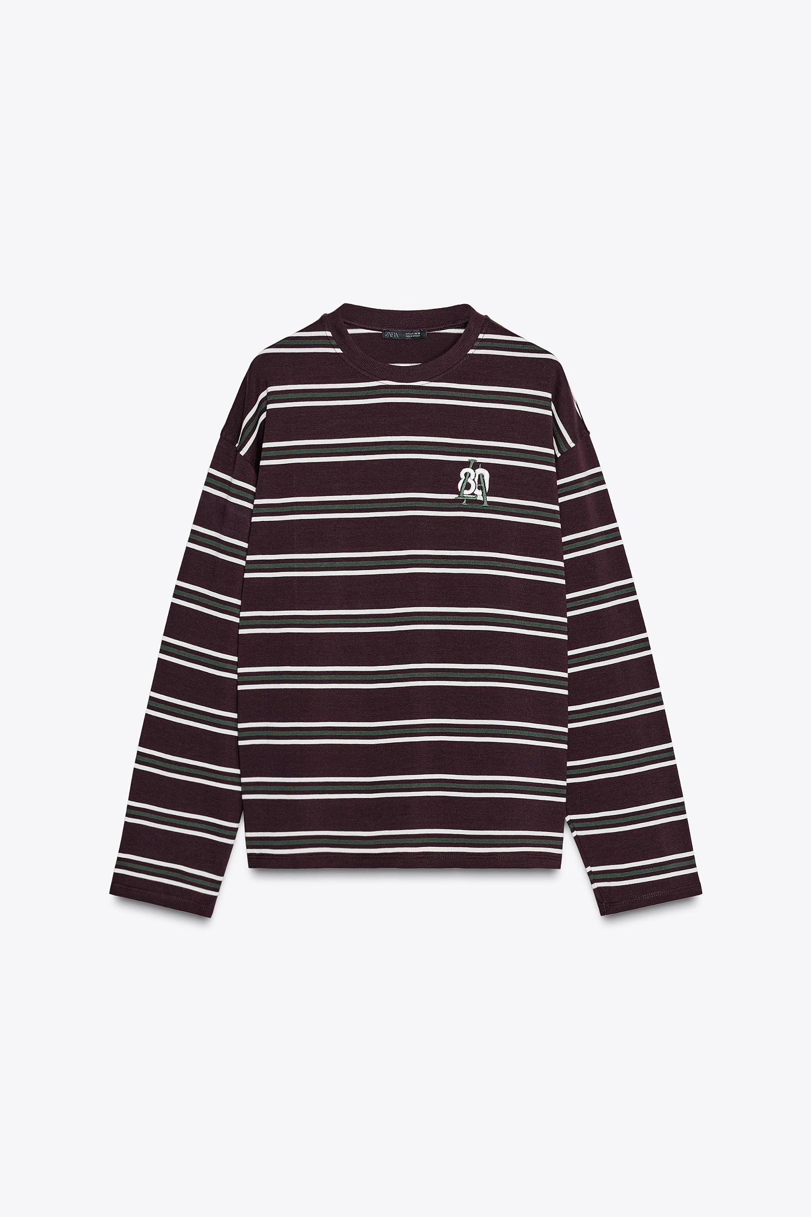 EMBROIDERED STRIPED T-SHIRT Product Image