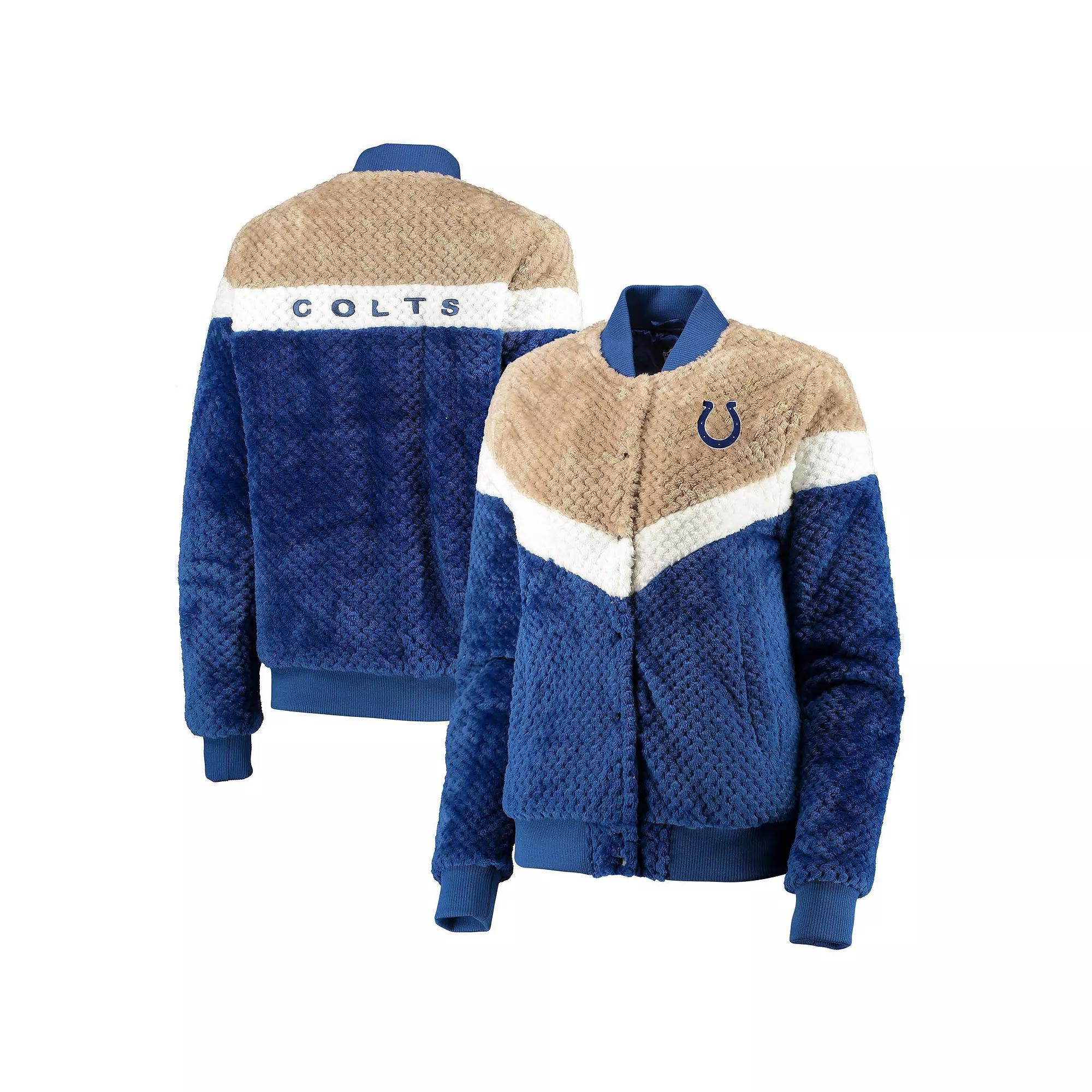 Women's G-III 4Her by Carl Banks Royal/Cream Indianapolis Colts Riot Squad Sherpa Full-Snap Jacket, Size: Large, Blue Product Image