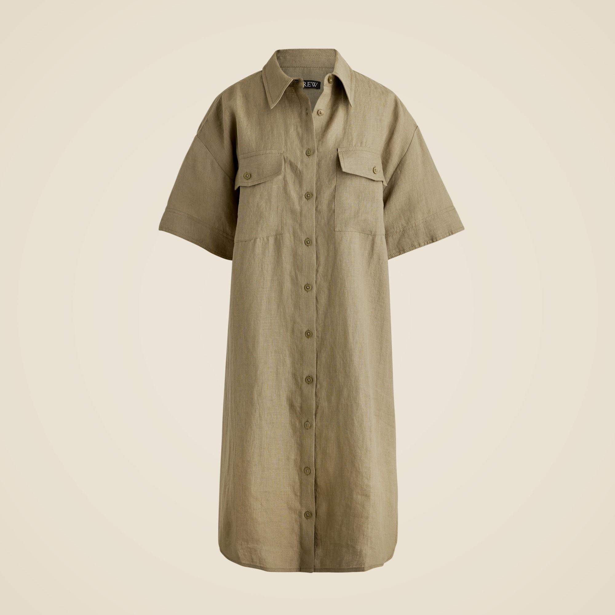 Utility shirt-dress in linen Product Image