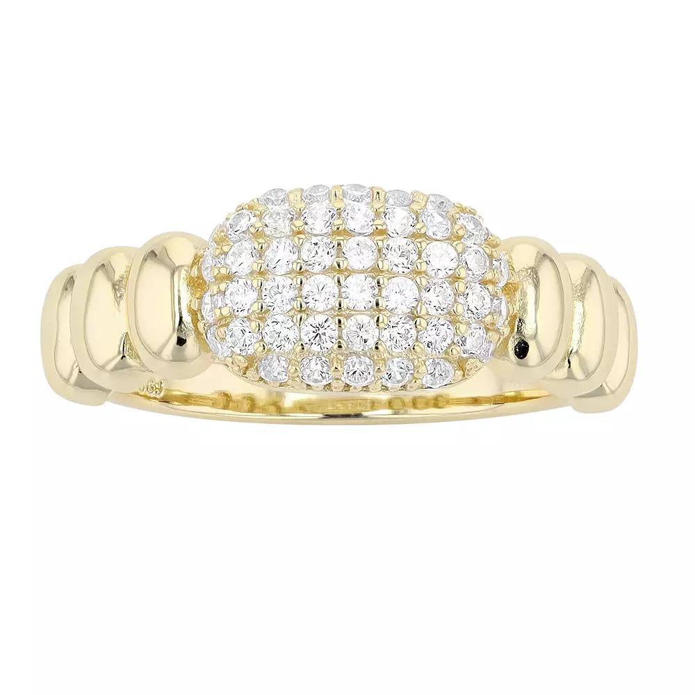 14k Gold Over Sterling Silver Cubic Zirconia Pave Scalloped Ring, Womens Gold Tone Product Image