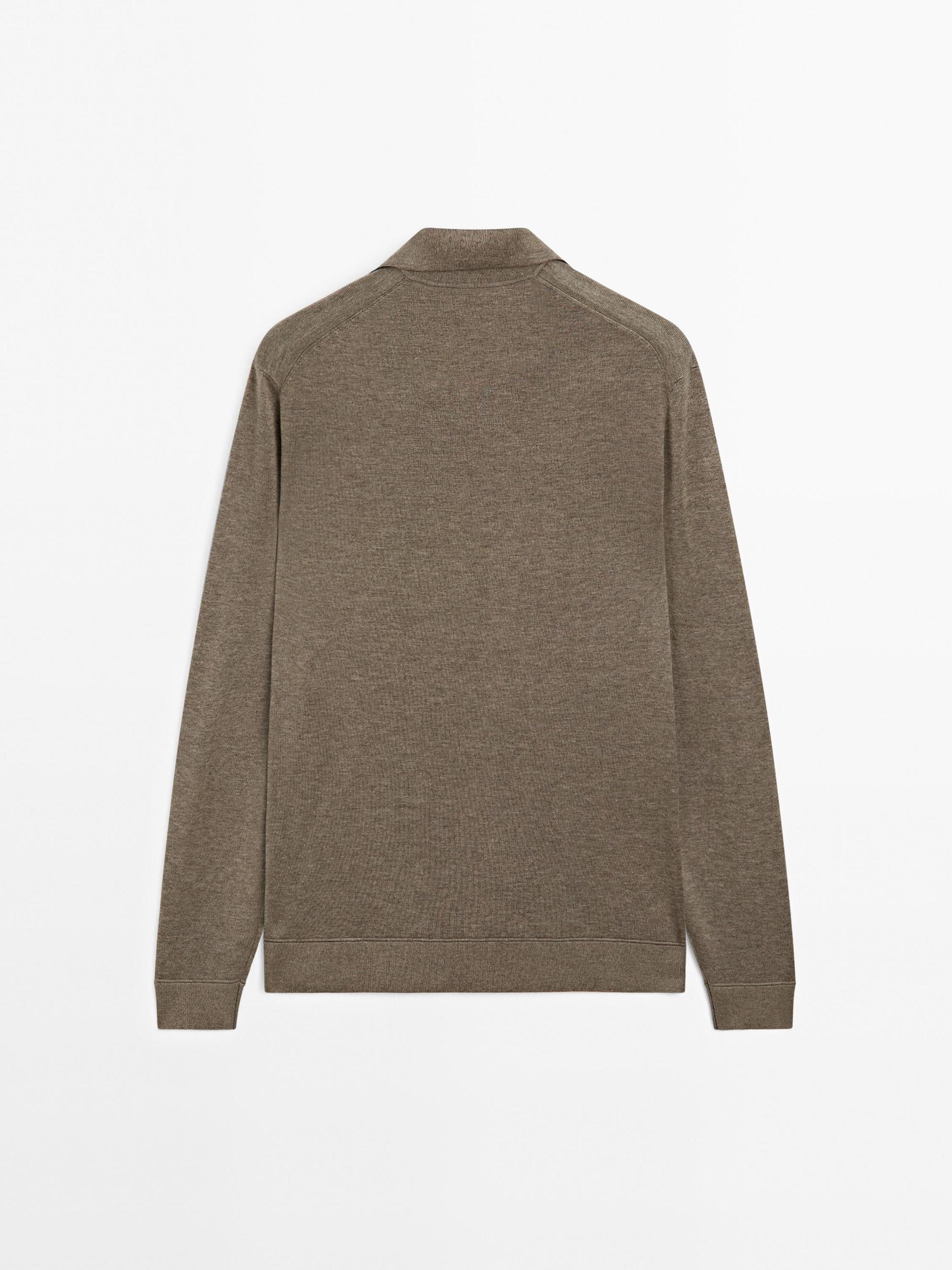 V-neck knit polo sweater Product Image