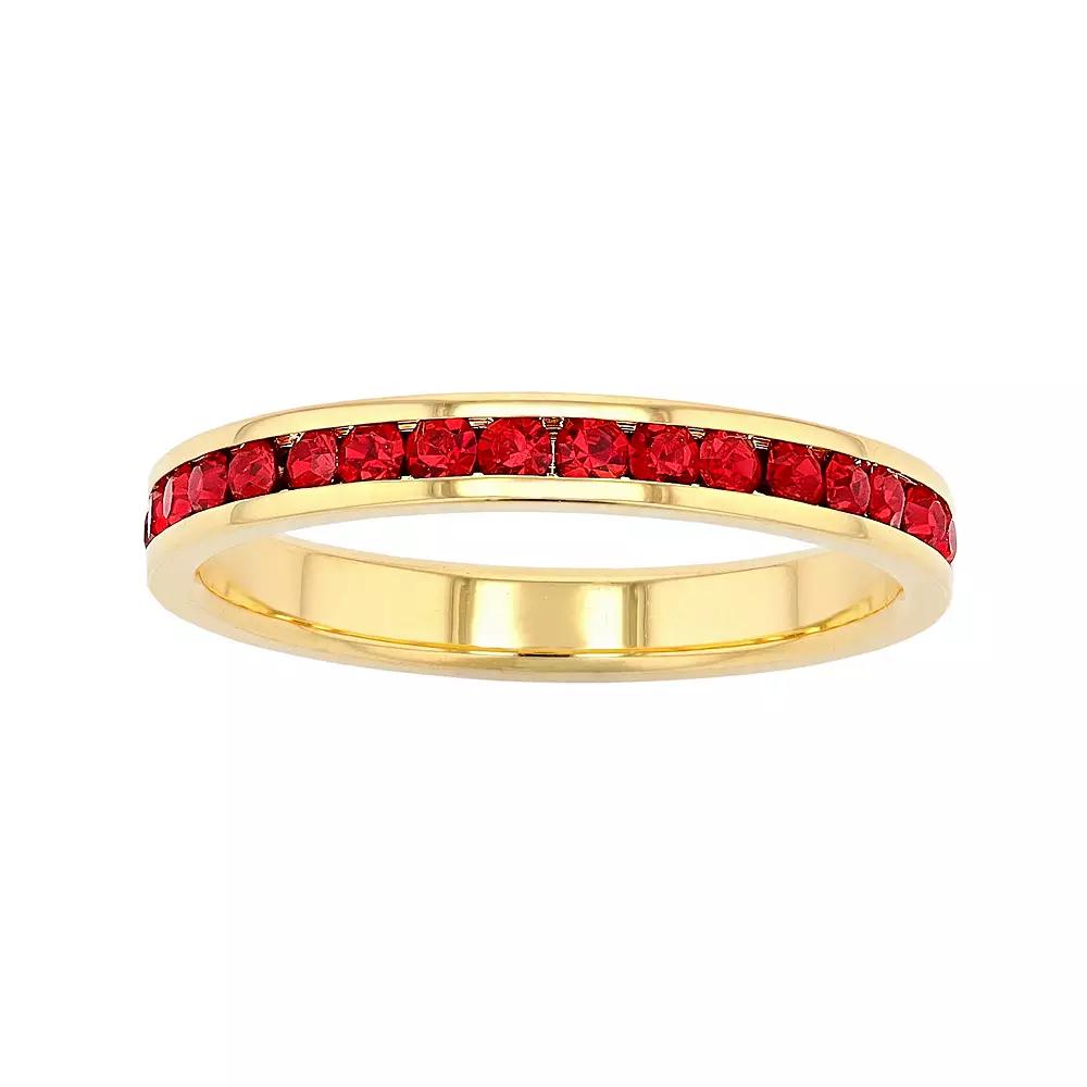 Traditions Jewelry Company 18k Gold Over Silver Birthstone Crystal Eternity Ring, Womens 18k Gold Plated Jan Product Image