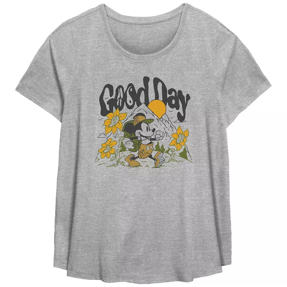 Disney's Mickey Mouse Good Day Plus Size Flowy Graphic Tee, Women's, Size: 2XL, Grey Gray Product Image