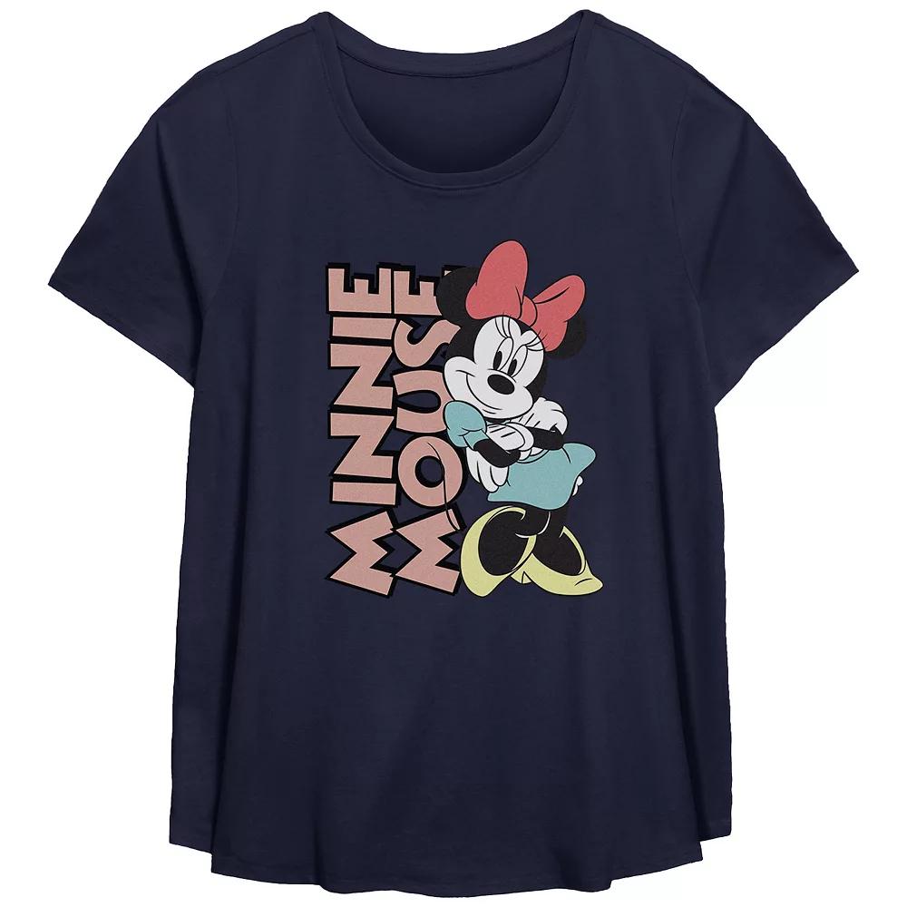 Disney's Minnie Mouse Lean On Me Plus Size Flowy Graphic Tee, Women's, Size: 0X, Blue Product Image