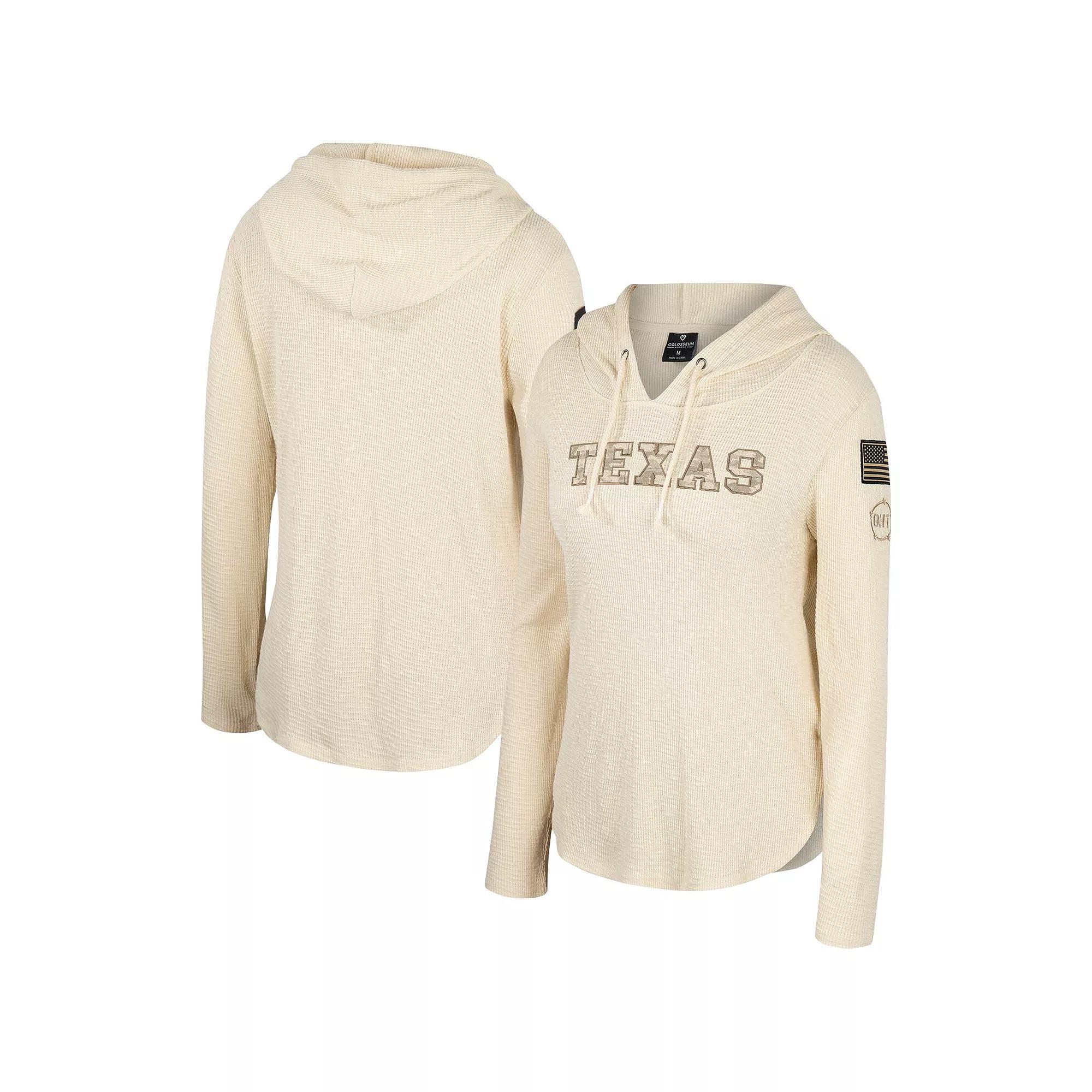 Women's Colosseum Cream Utah Utes OHT Military Appreciation Casey Raglan Long Sleeve Hoodie T-Shirt, Size: XL, Ute Beige Product Image