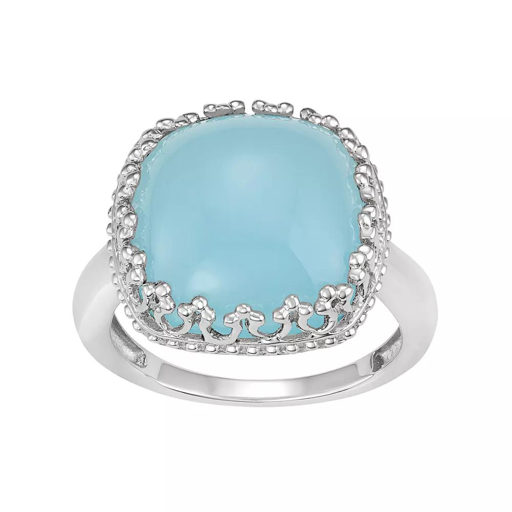 Jewelexcess Sterling Silver Blue Chalcedony Cabochon Ring, Womens Product Image