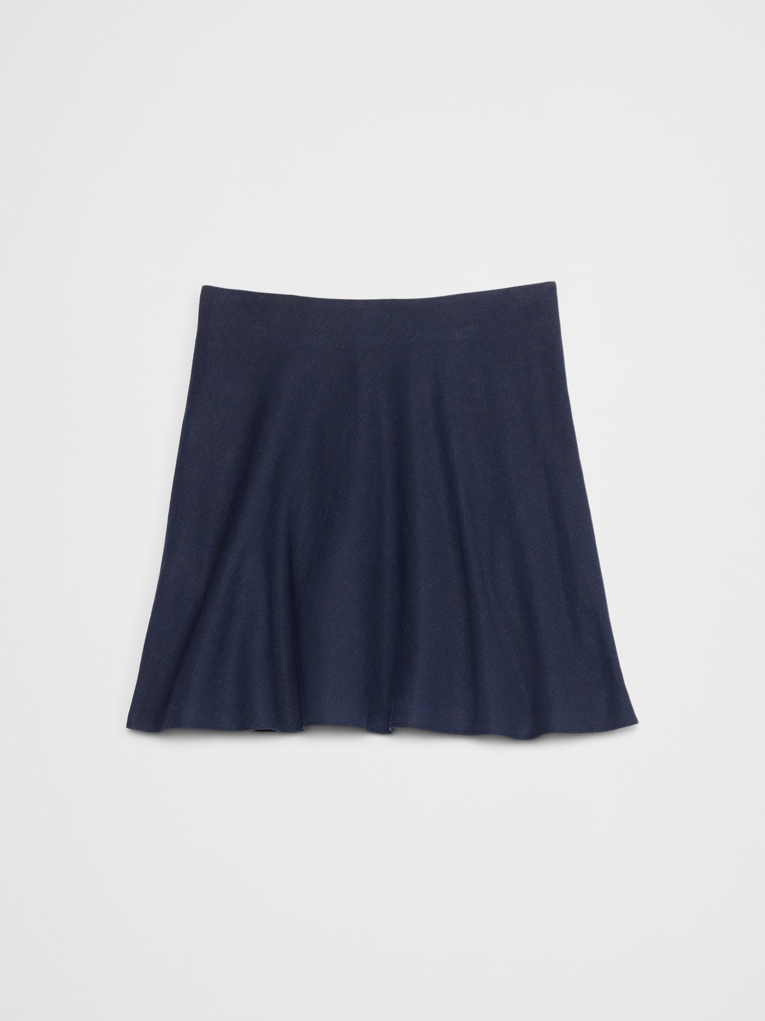 Linen-Blend Mini Slip Skirt Product Image