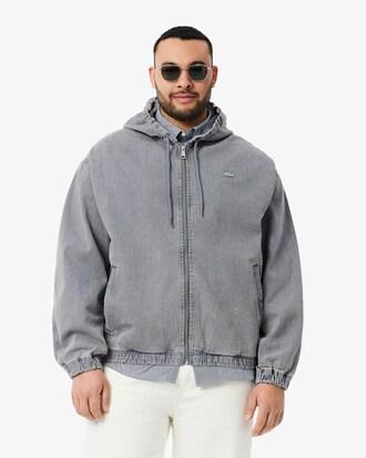 Washed Effect Denim Hooded Jacket Product Image
