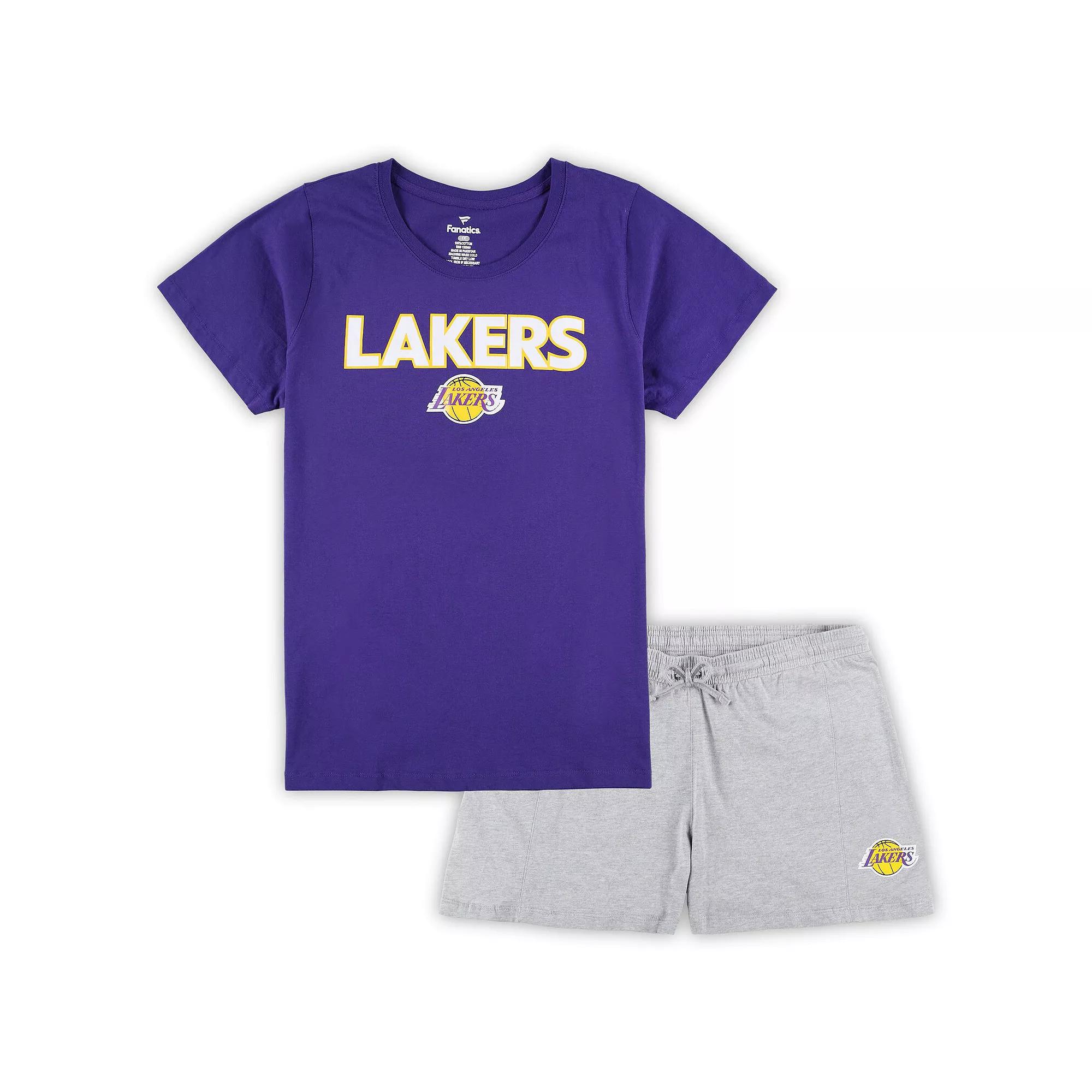 Women's Fanatics Branded Purple/Heather Gray Los Angeles Lakers Plus  Product Image