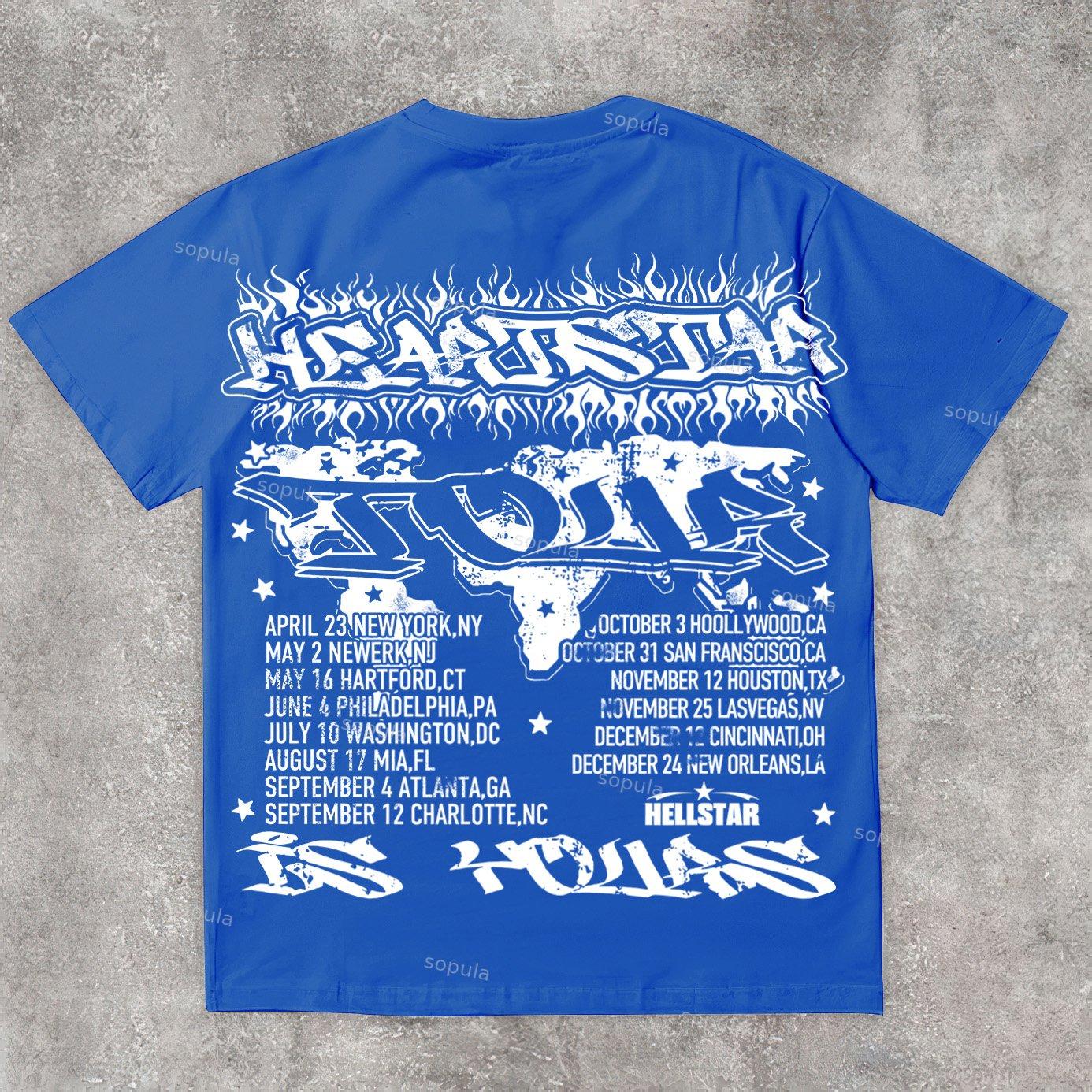 Vintage Heart Star Worldwide Print Graphic Cotton T-Shirt Product Image