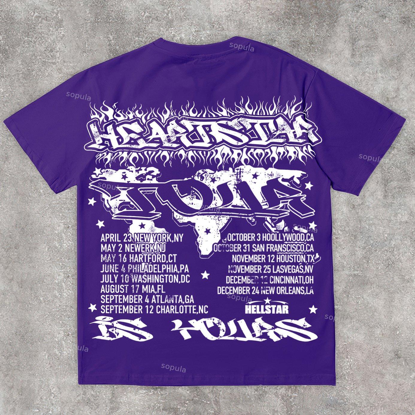 Vintage Heart Star Worldwide Print Graphic Cotton T-Shirt Product Image