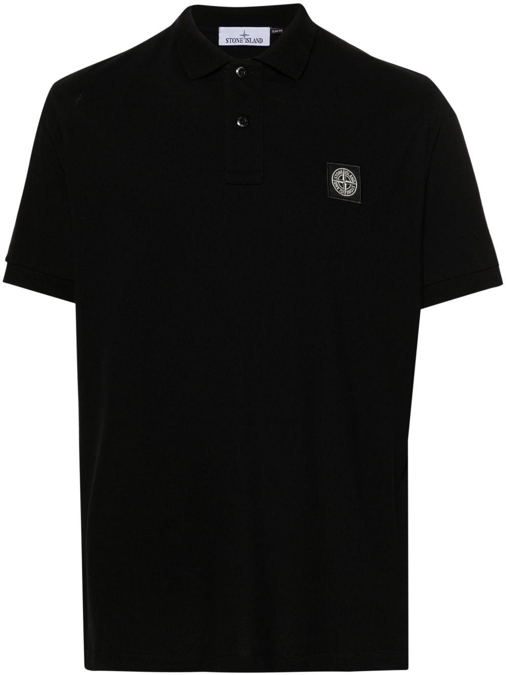 STONE ISLAND Mens Black Brand-patch Regular-fit Stretch-cotton Polo Shirt Xl Product Image