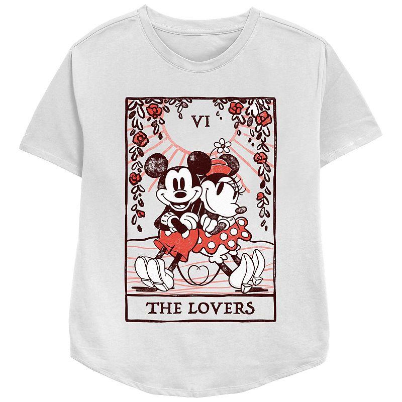 Women's Mickey Mouse And Minnie The Lovers Card Relaxed Fit Graphic Tee, Girl's,  Product Image