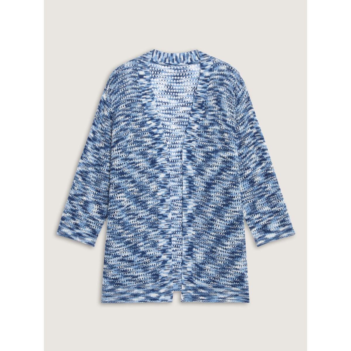Plus Size Abstract Textured Cut-Out Knit Cardigan Mediumblue Women Loose Sleeveless Casual Cardigans BloomChic 22-24/3X Product Image