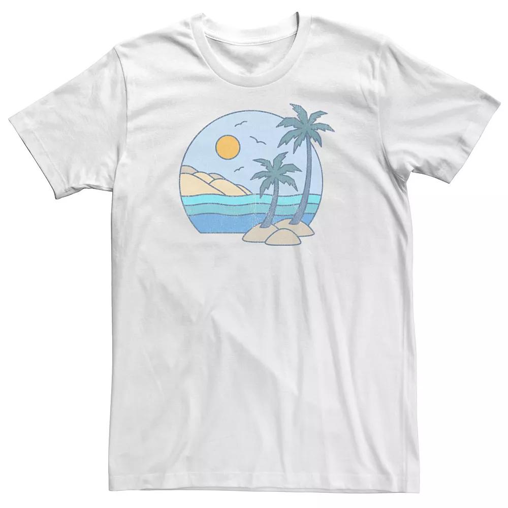 Big & Tall Palm Tree Beach Pastel Circle Portrait Tee, Men's,  Product Image