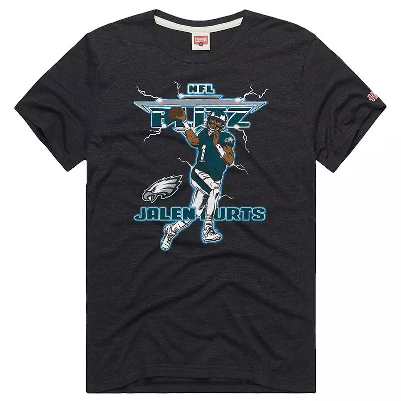 Men's Homage Jalen Hurts Charcoal Philadelphia Eagles NFL Blitz Player Tri-Blend T-Shirt, Size: Large Product Image