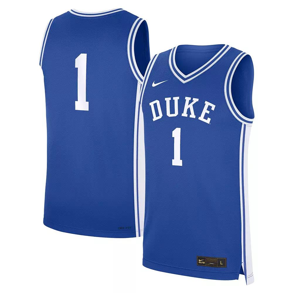 Men's Nike #1 Royal Duke Blue Devils Road Replica Jersey,  Product Image