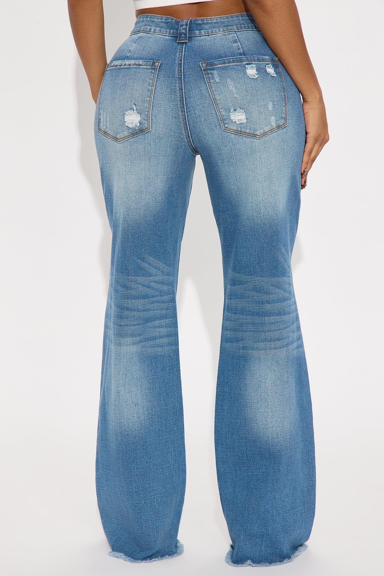 Coldwater Canyon Stretch Ripped Wide Leg Jeans - Medium Wash Female Product Image
