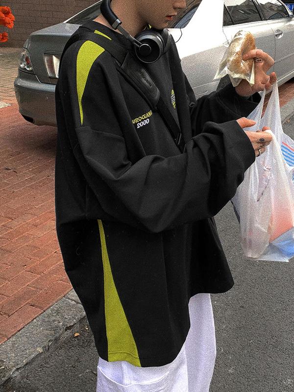 Men's Contrast Color Splice Print Sweatshirt Product Image