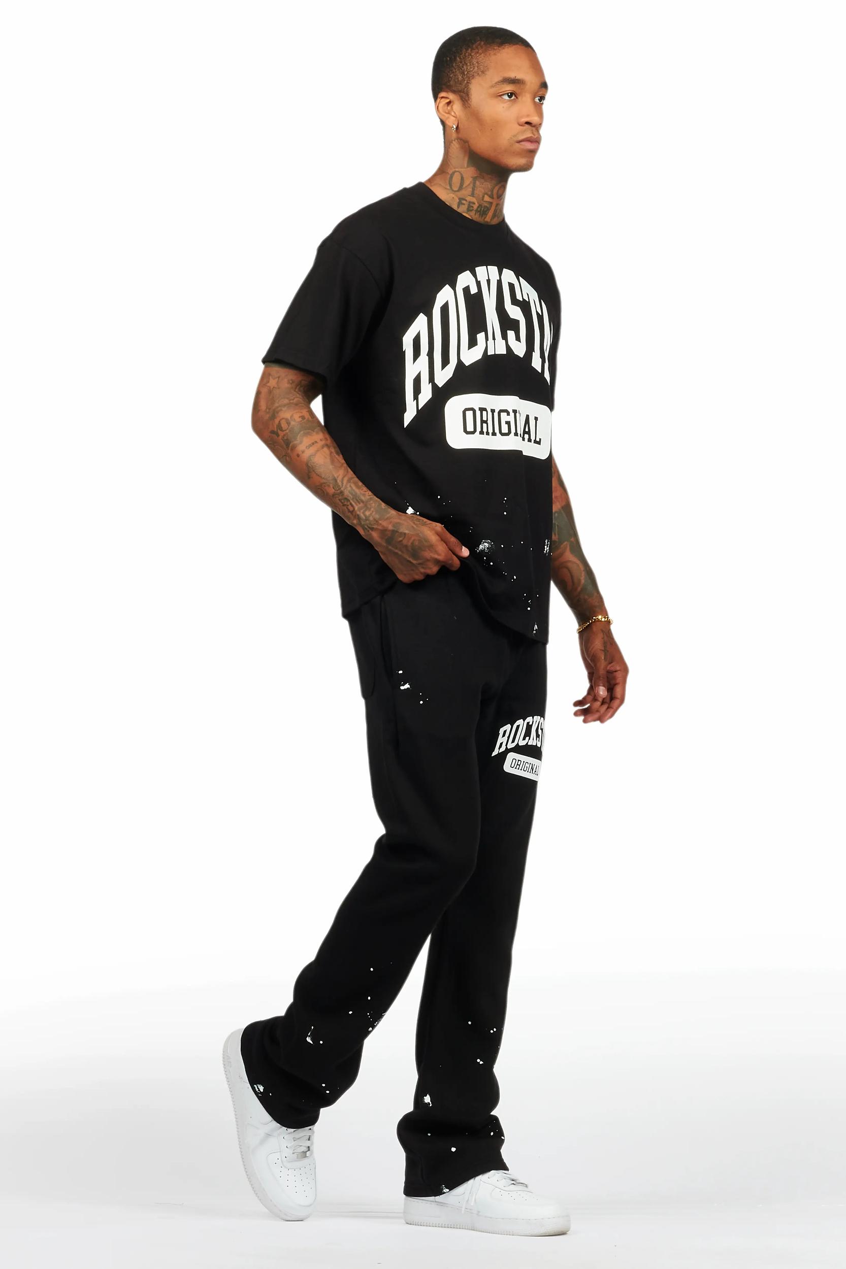 Rainer Black T-Shirt/Stacked Track Pant Set Male Product Image