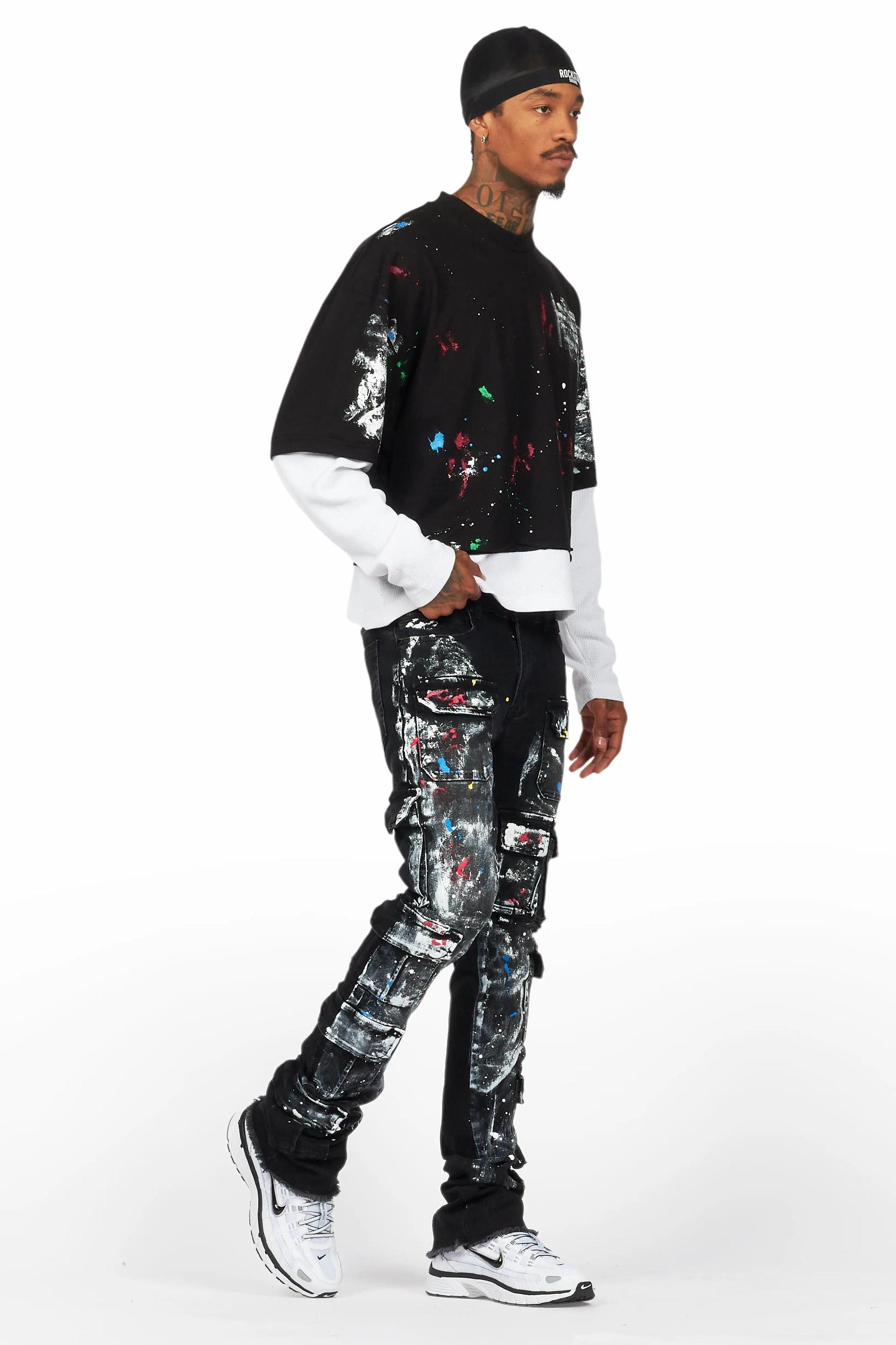 Farrow Black Painter Double Layer T-Shirt/Stacked Flare Jean Bundle Male Product Image