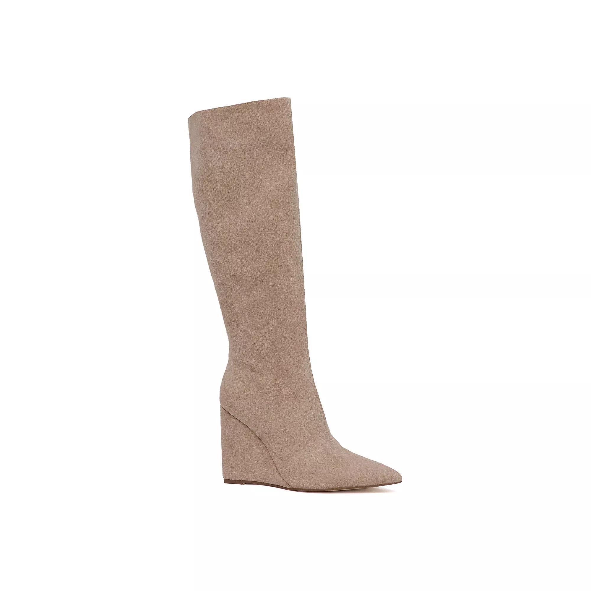 Yoki Erlinda Women's Wedge Over-The-Knee Suede Boots, Size: 8.5, Beige Product Image