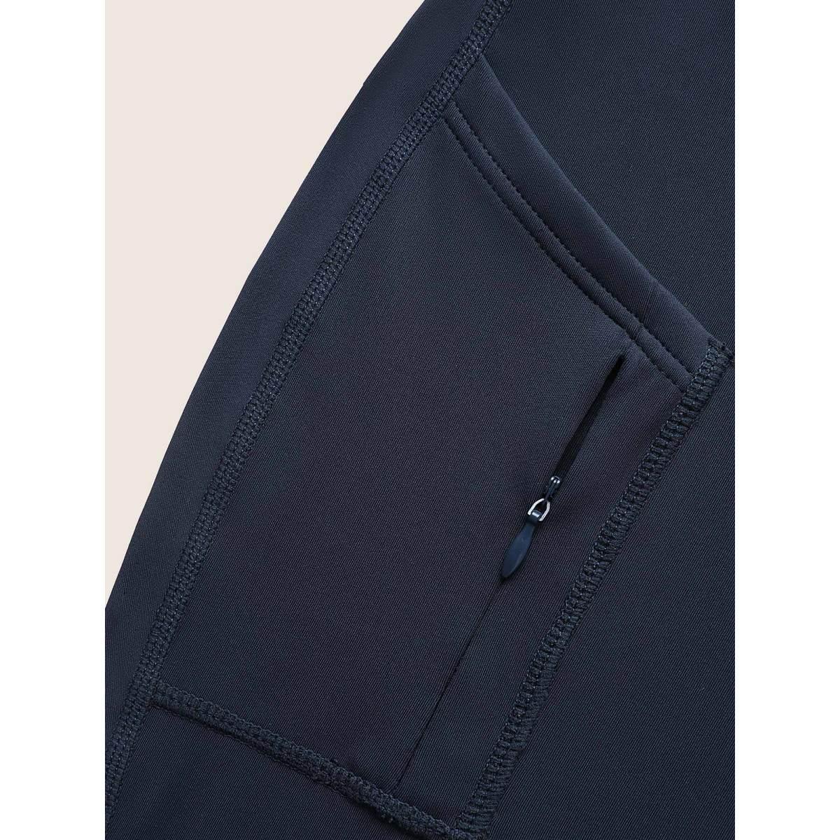 Plus Size Mid Rise Patch Pocket Zipper Skinny Leggings Women Indigo Casual High stretch Skinny Mid Rise Everyday Leggings BloomChic 22-24/3X Product Image