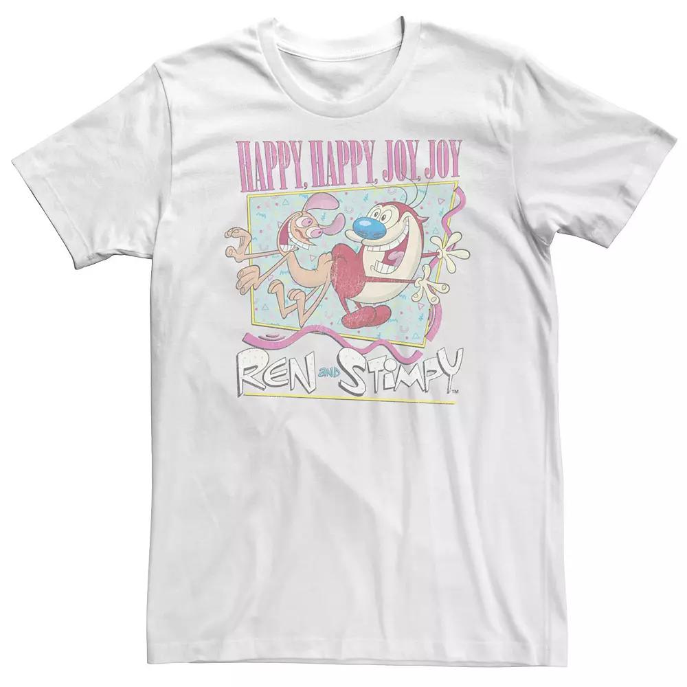 Big & Tall Nickelodeon Ren And Stimpy Happy Happy Joy Joy Retro Tee, Men's, Size: XXL Tall, White Product Image