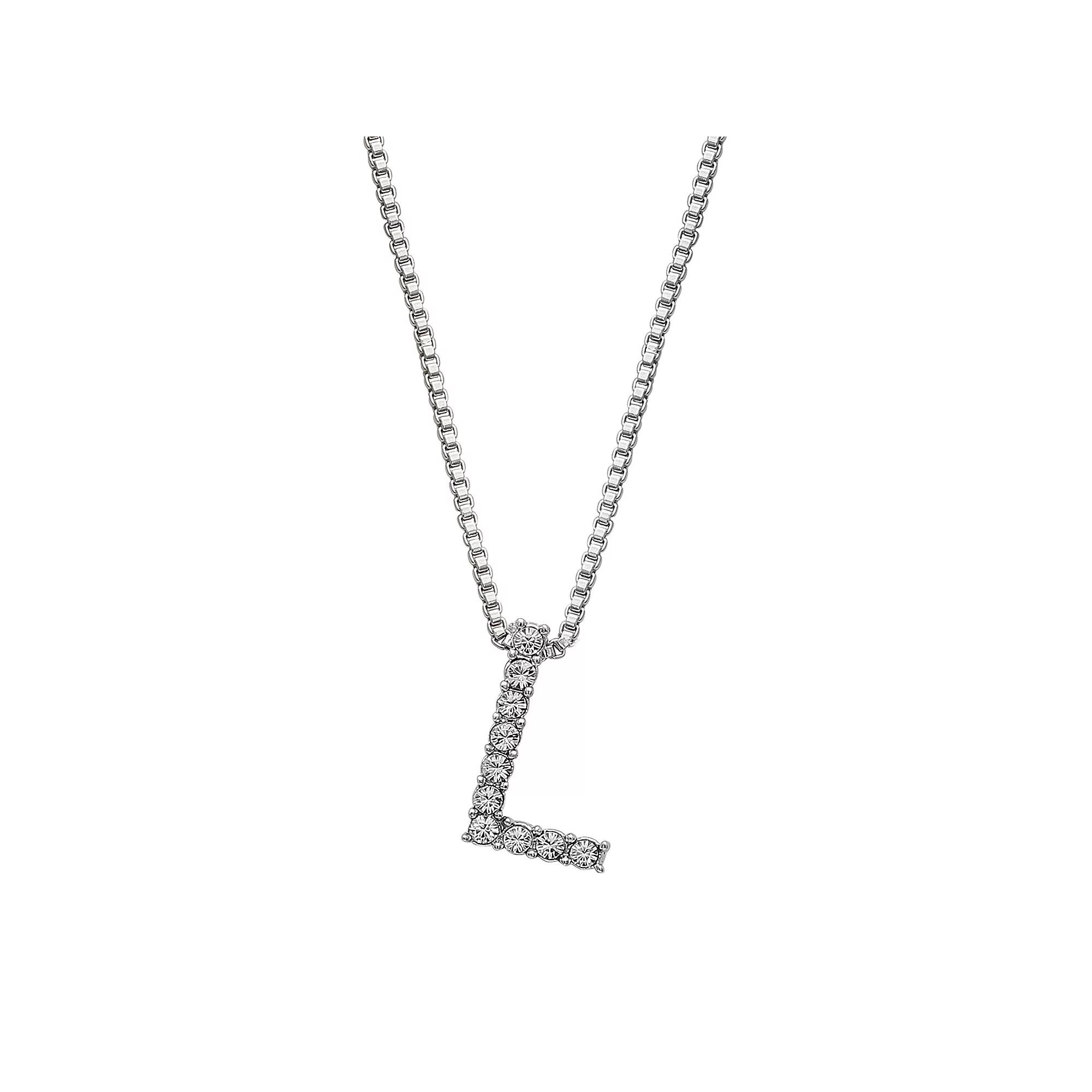 Brilliance Silver Plated Crystal Initial Pendant, Womens Silver Tone T Product Image