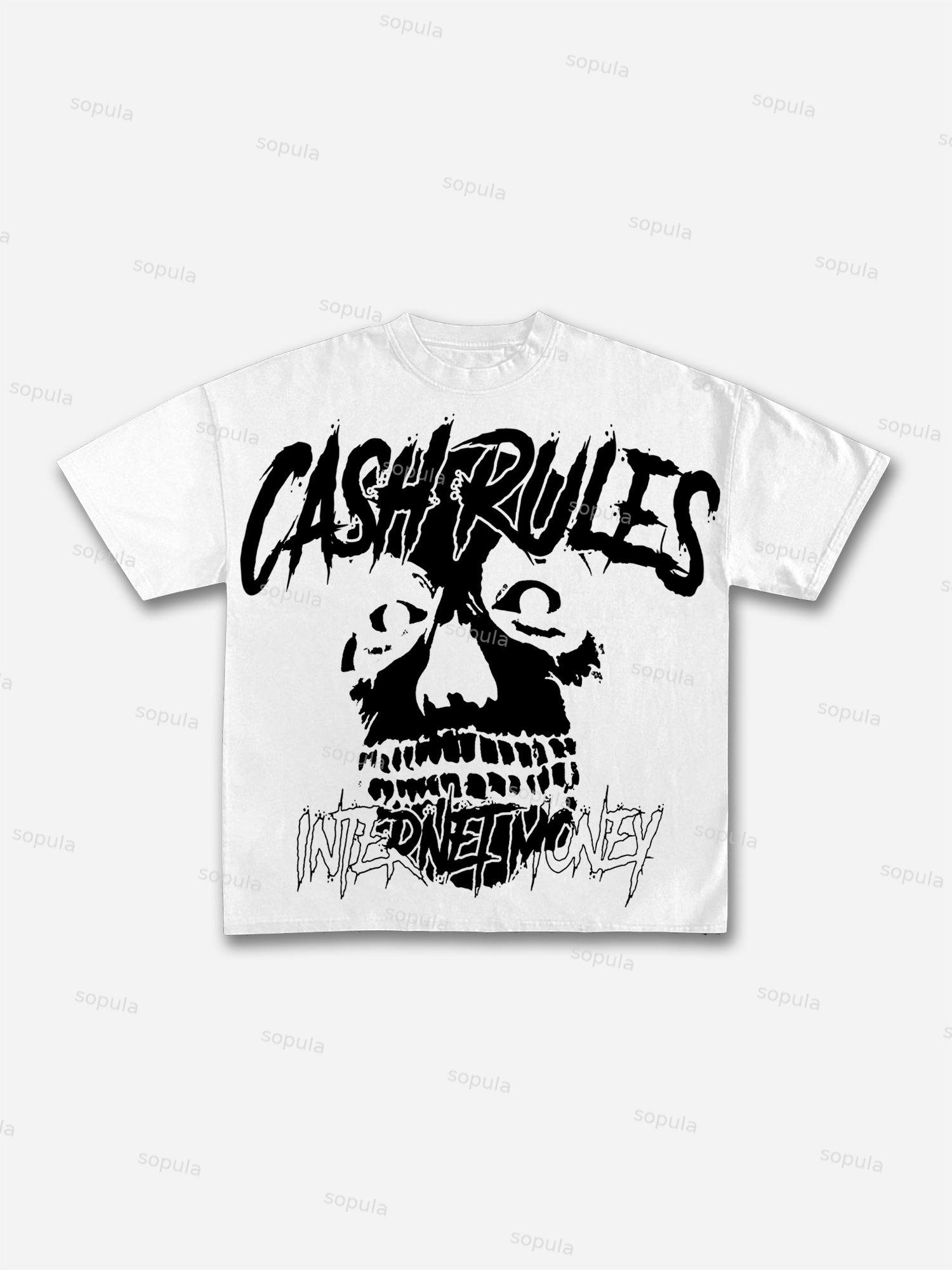 Cash Rules Street Skulls Graphic Cotton T-shirt Product Image