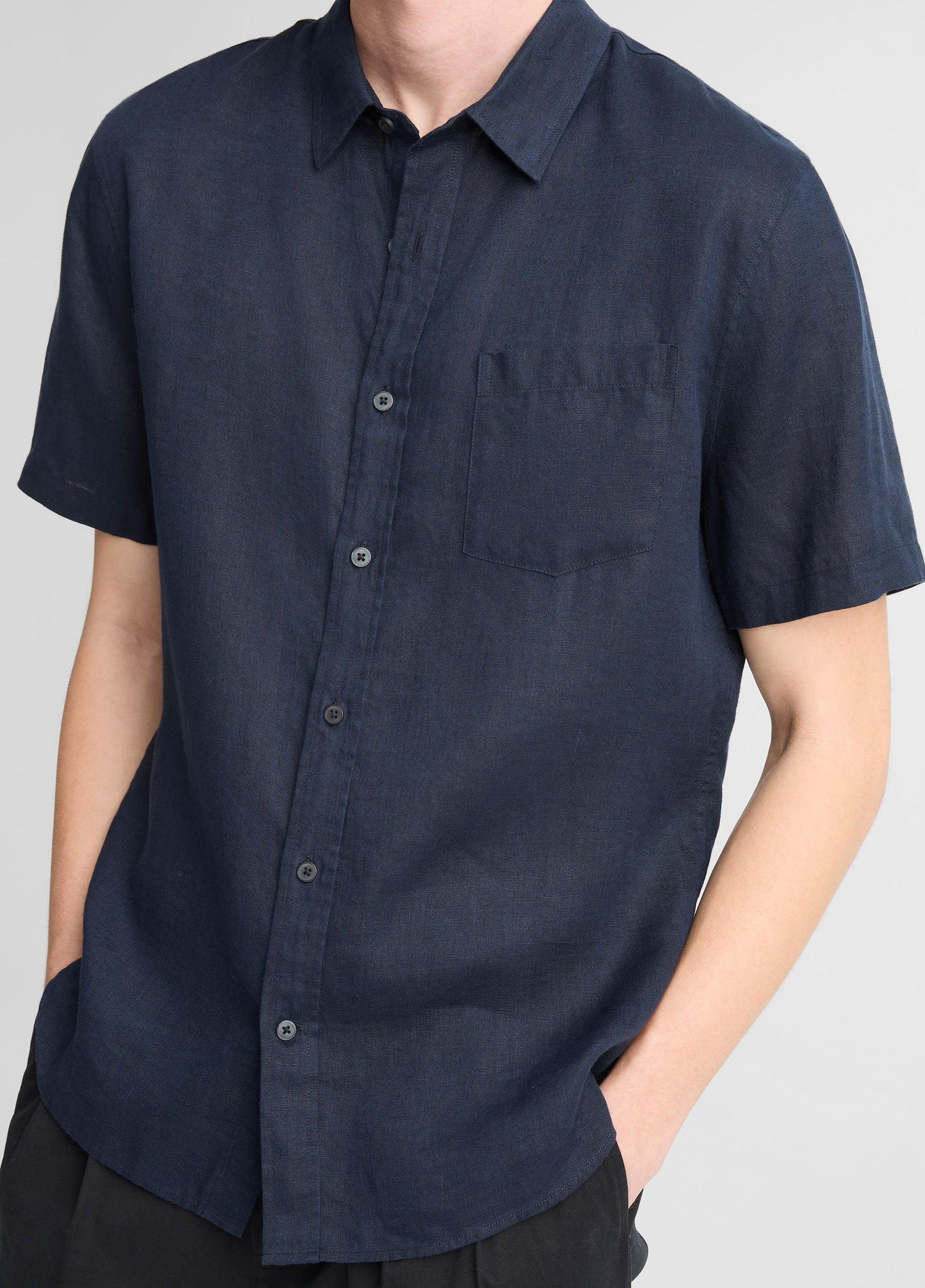 Linen Short-Sleeve Button-Front Shirt Product Image
