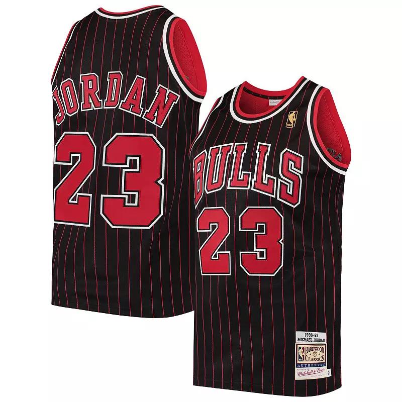 Men's Mitchell & Ness Michael Jordan Black Chicago Bulls 1996/97 Hardwood Classics Authentic Jersey,  Product Image