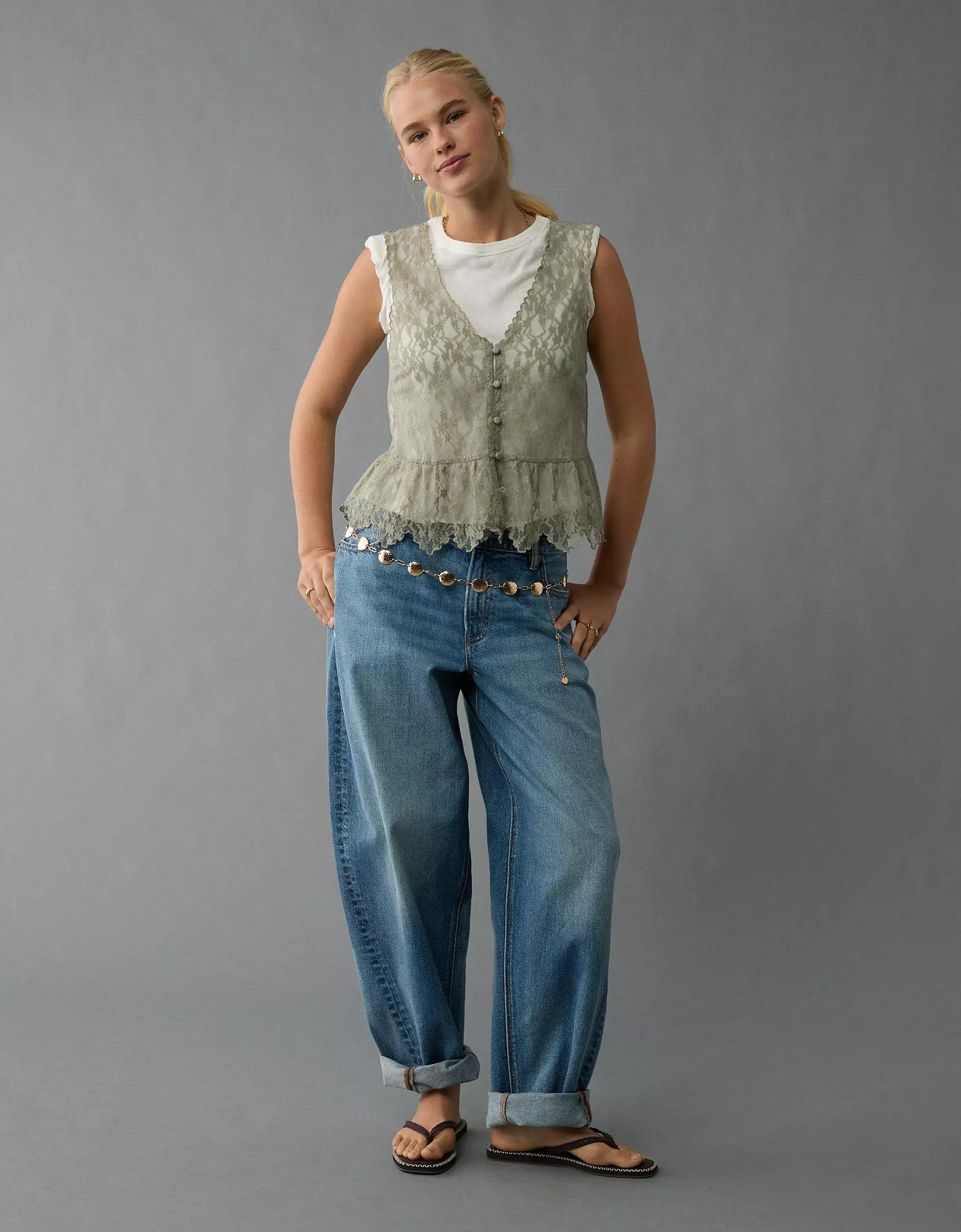 AE Lace Button-Up Vest Product Image