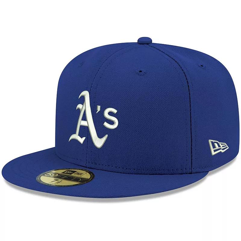 Men's New Era Royal Oakland Athletics Logo White 59FIFTY Fitted Hat, Size: 7 7/8, Blue Product Image