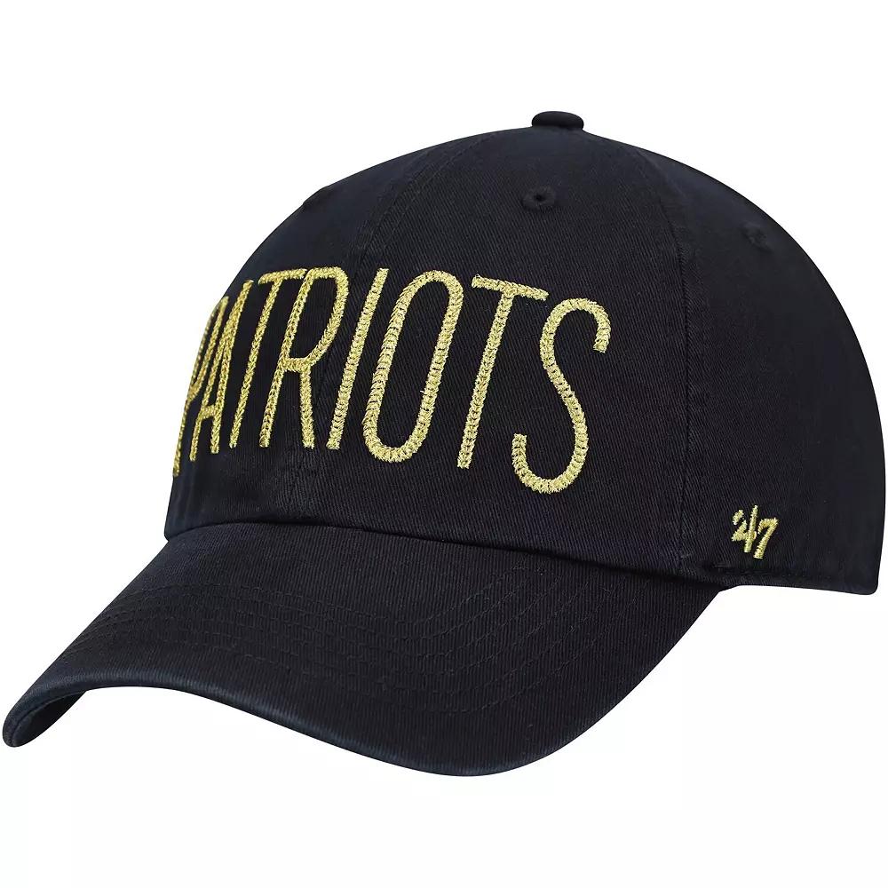 Women's '47 Black New England Patriots Shimmer Text Clean Up Adjustable Hat Product Image