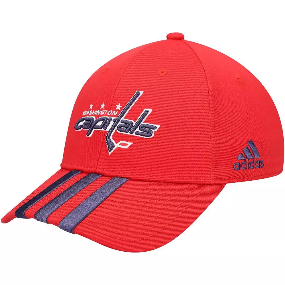 Men's adidas Red Washington Capitals Locker Room Three Stripe Adjustable Hat Product Image