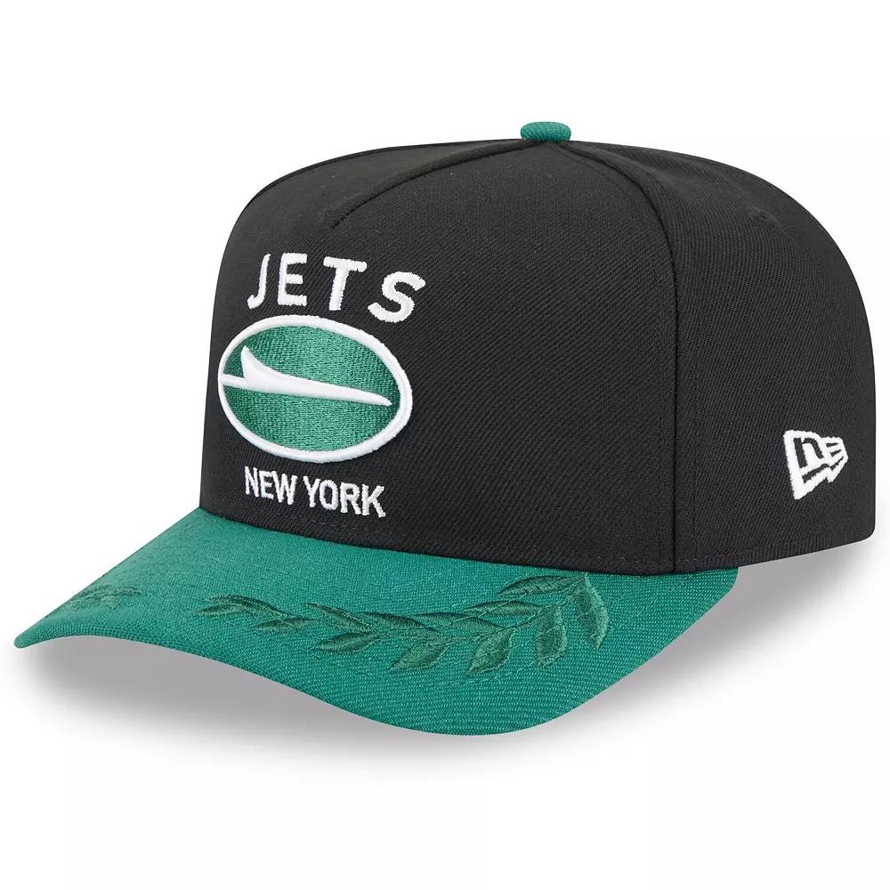 Men's New Era Black/Green New York Jets 2025 NFL Draft A-Frame 9FIFTY Snapback Hat Product Image