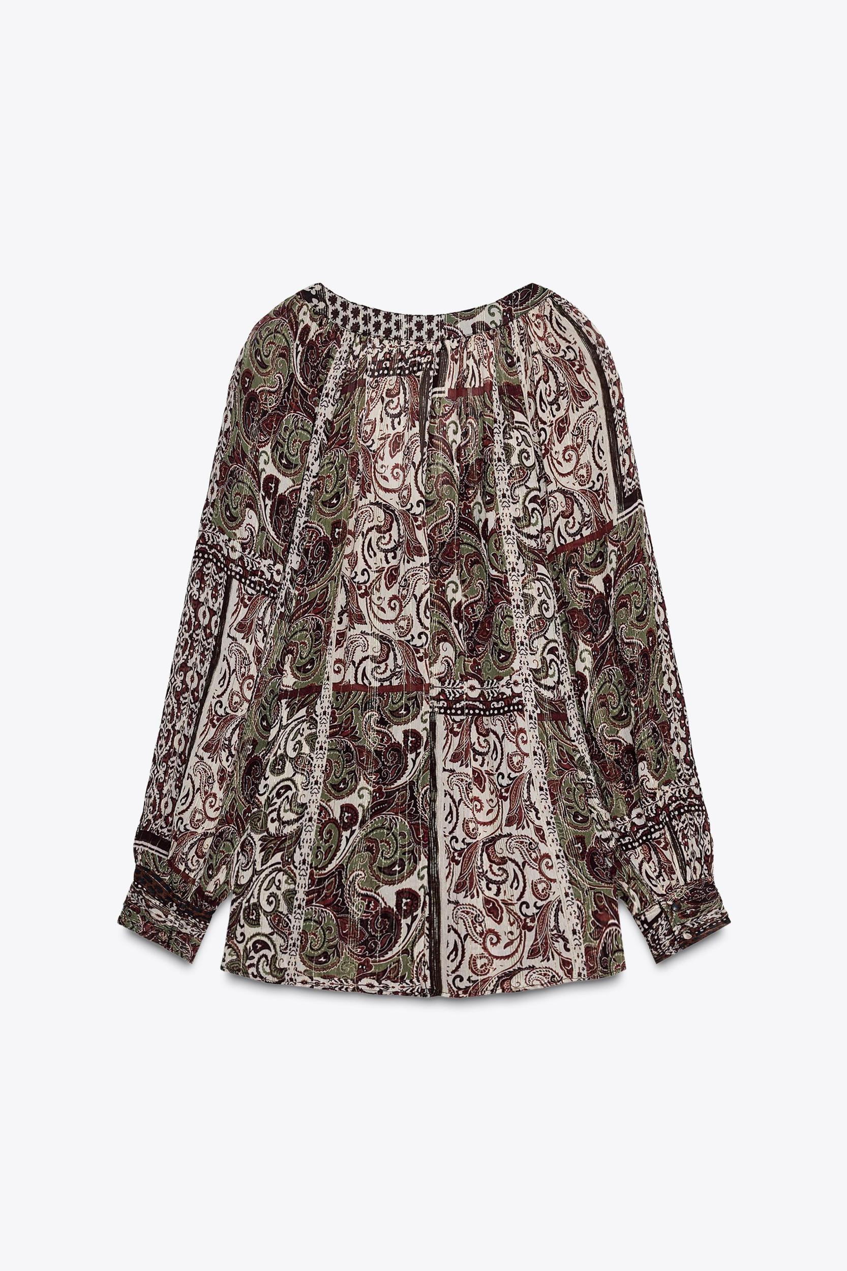 METALLIC THREAD PRINTED BEADED BLOUSE Product Image