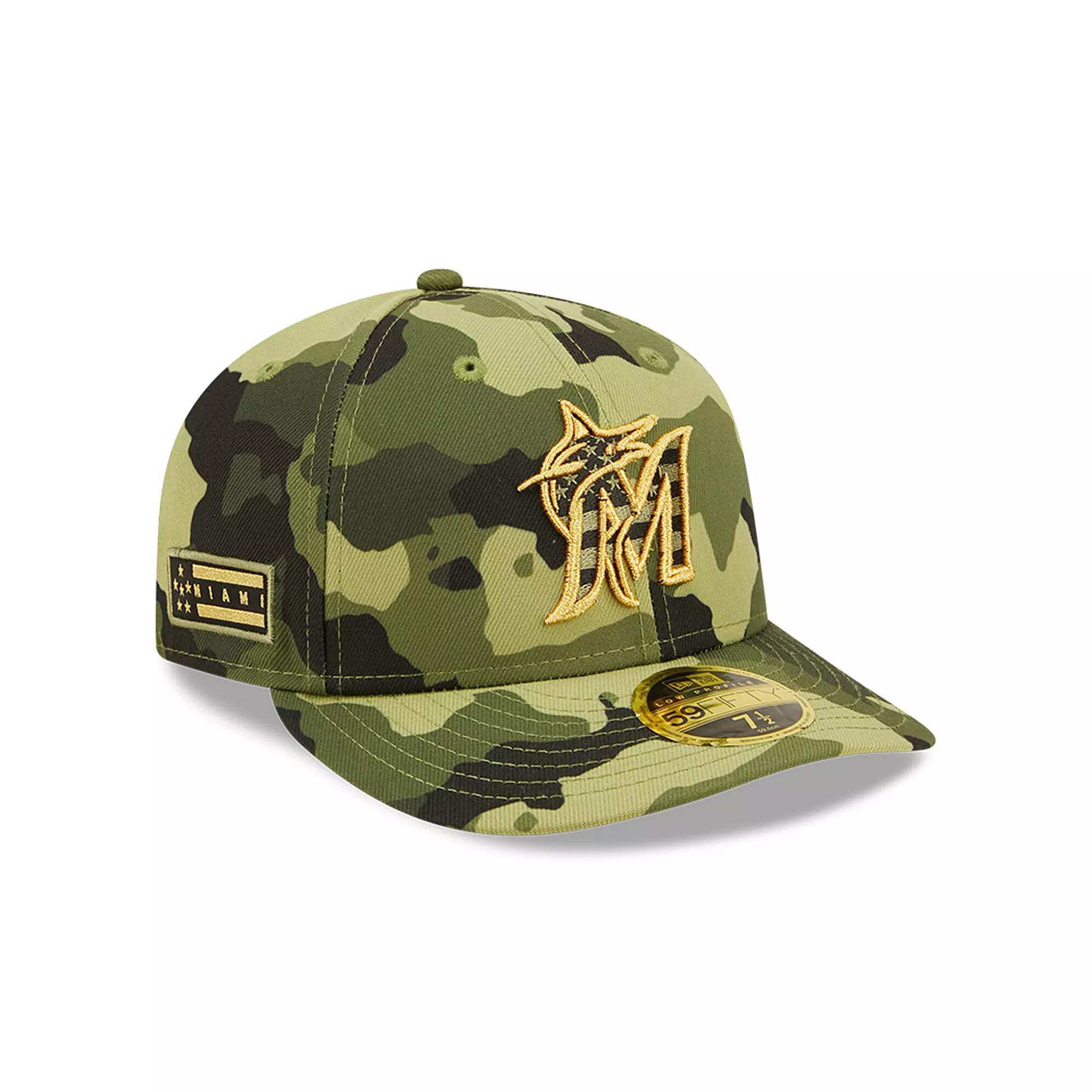 Men's New Era Camo Miami Marlins 2022 Armed Forces Day On-Field Low Profile 59FIFTY, Size: 7 1/8, Green Product Image