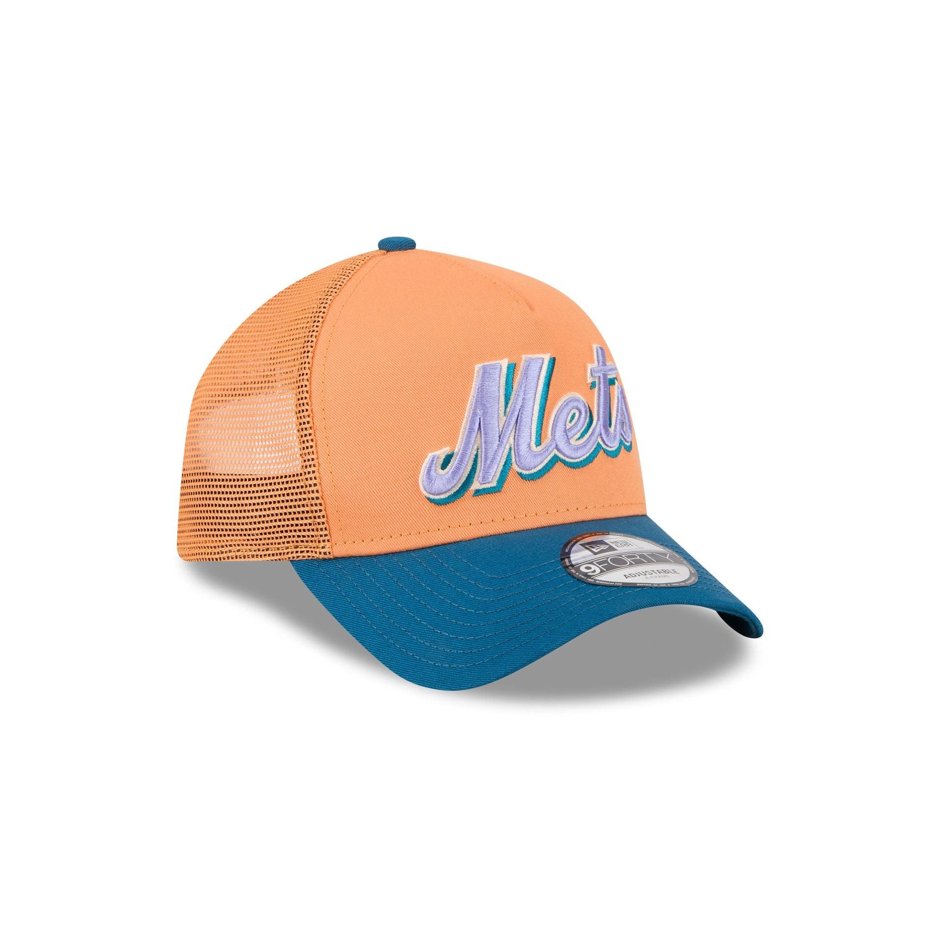 New York Mets Orange Glaze 9FORTY A-Frame Trucker Hat Male Product Image