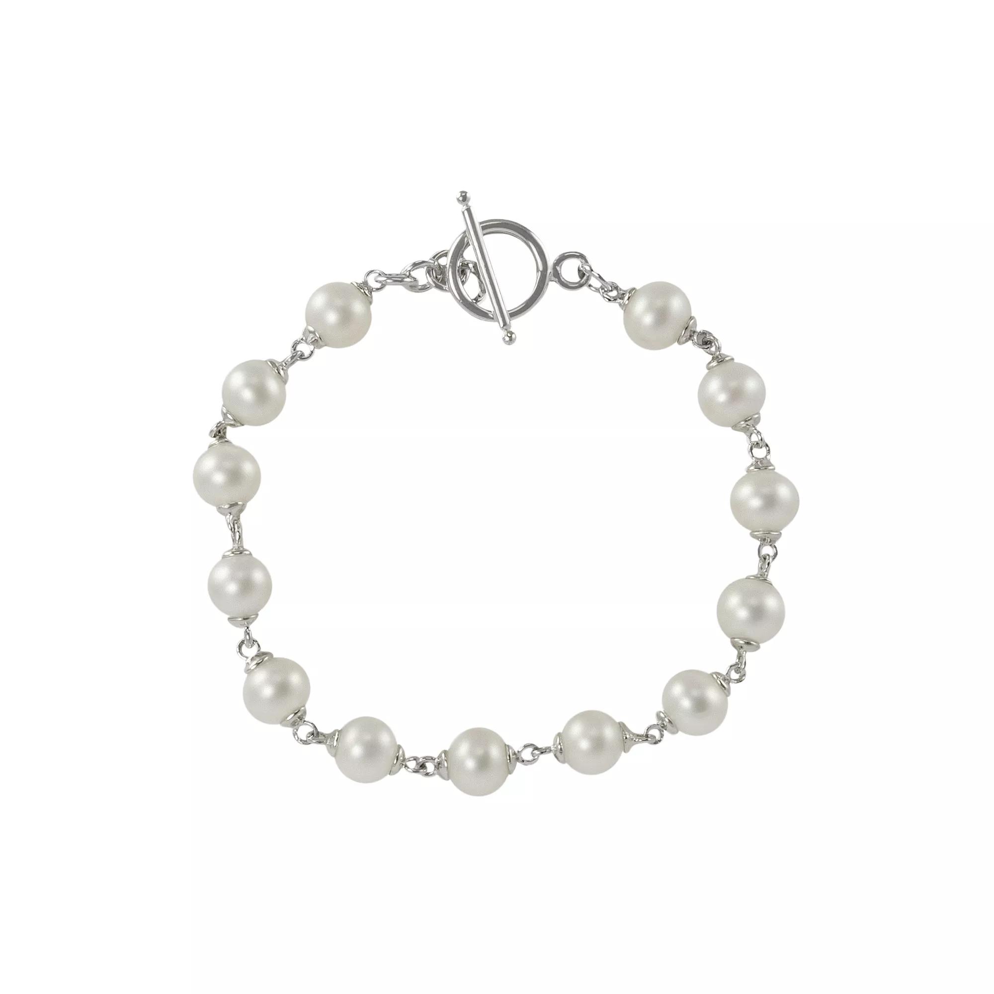 Sterling Silver Freshwater Cultured Pearl Bracelet, Womens Product Image