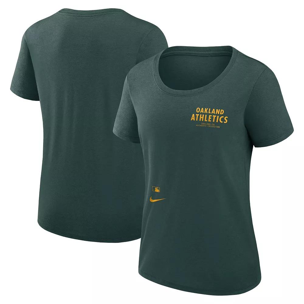 Women's Nike Green Oakland Athletics Authentic Collection Performance Scoop Neck T-Shirt, Size: Large Product Image